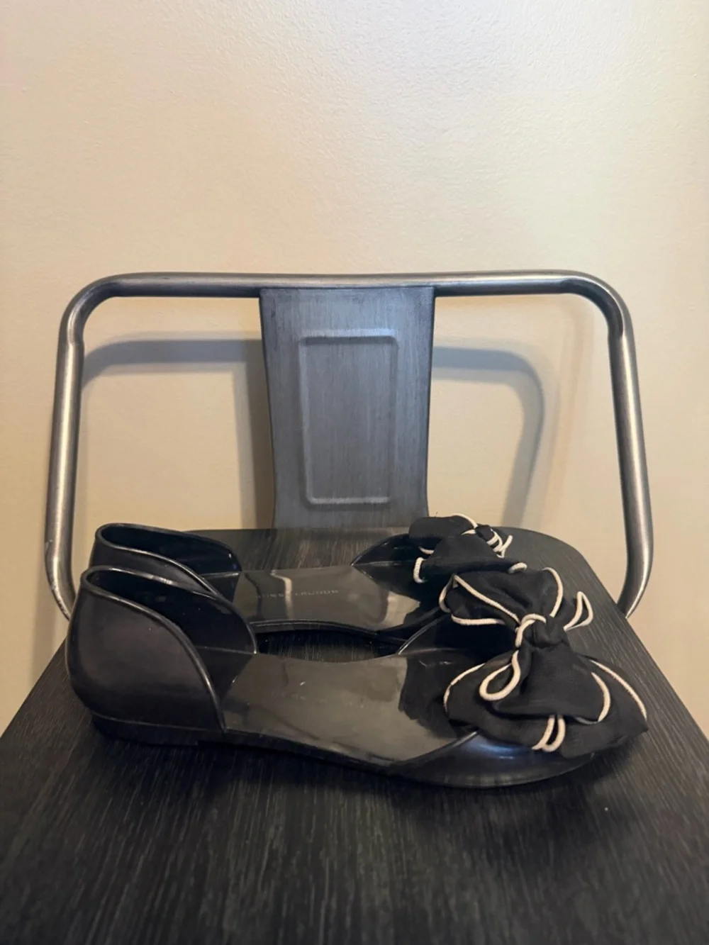 Chinese Laundry Black Bow Ballet Flats Size 8 Coquette Style